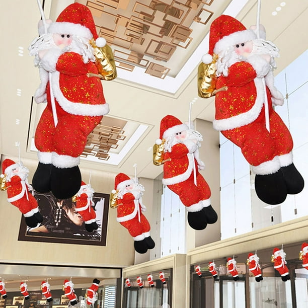 CHRISTMAS SANTA CLAUS CLIMBING ROPE SHOWCASE XMAS TREE WINDOW HANGING DECOR GIFT